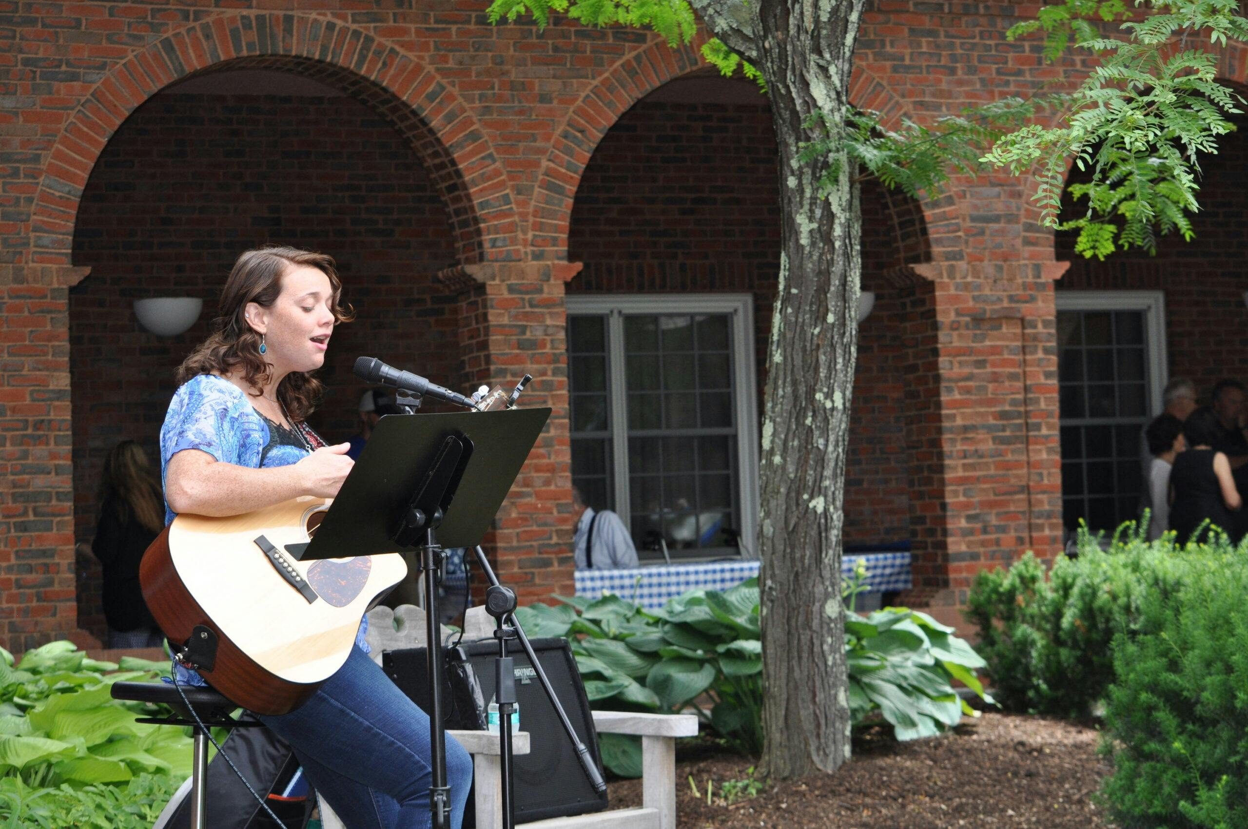 Emily Field, Music Therapist, courtyard music at LTC