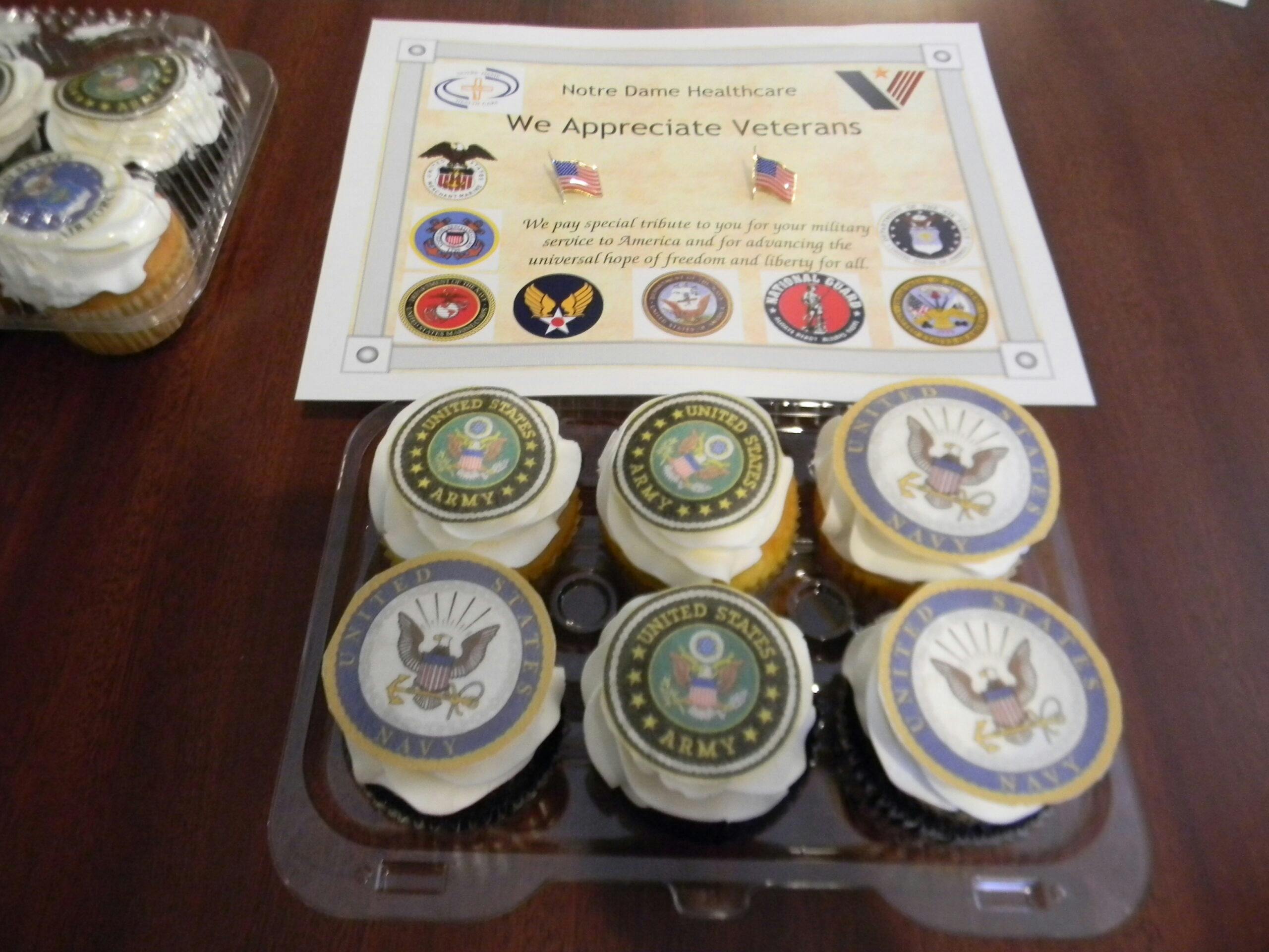Veterans Day cupcakes for pinning ceremony