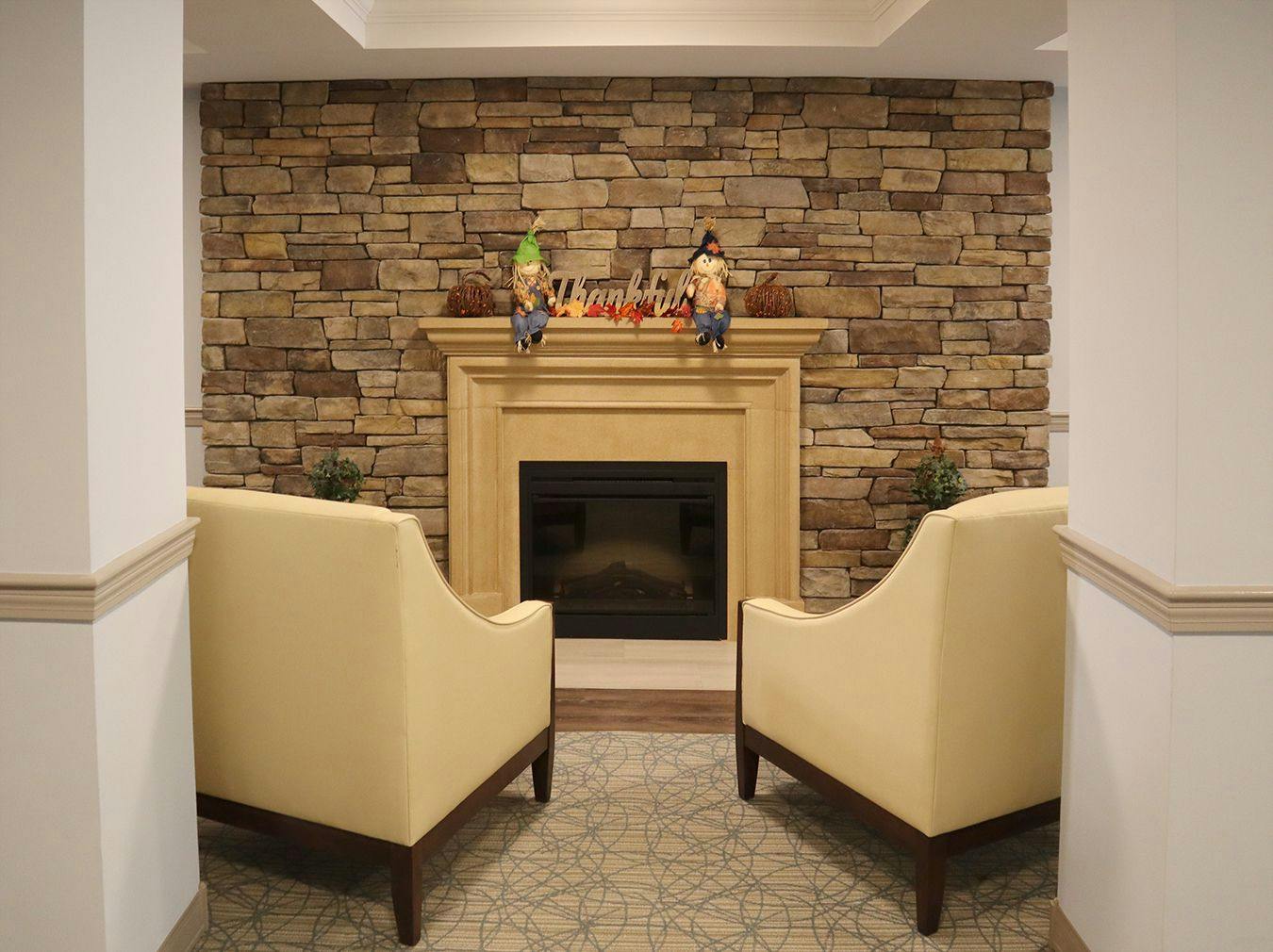 du Lac Living Room With Gas Fireplace